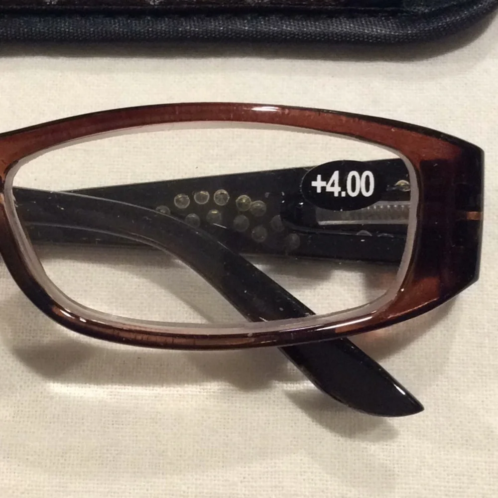 Brown with Bling Reading Glasses & Case, Strength 4.00